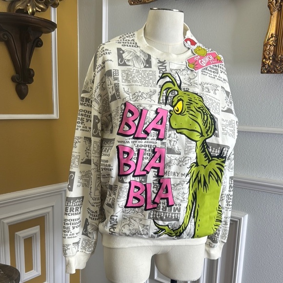 Grinch Graphic Sweater - White and Green - Picture 2 of 2